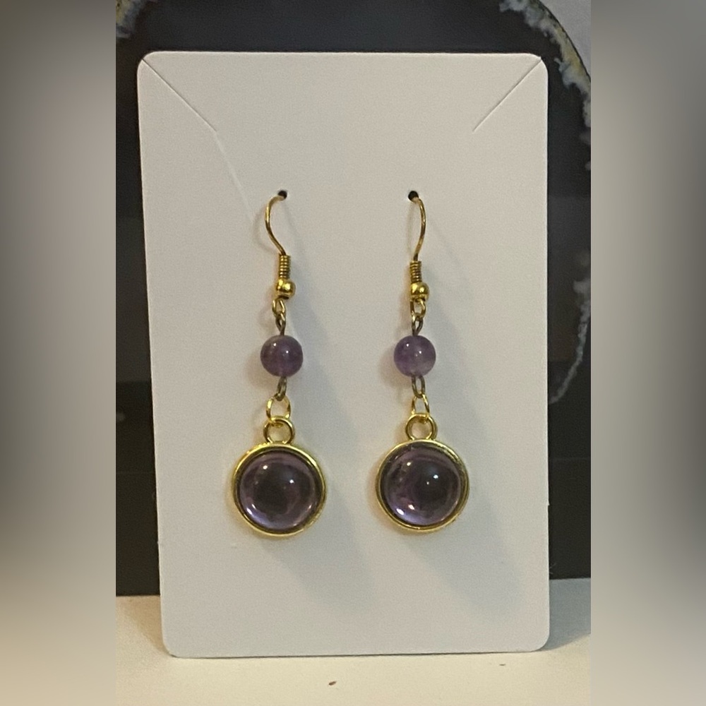 NEW Amethyst Purple cabochon earrings